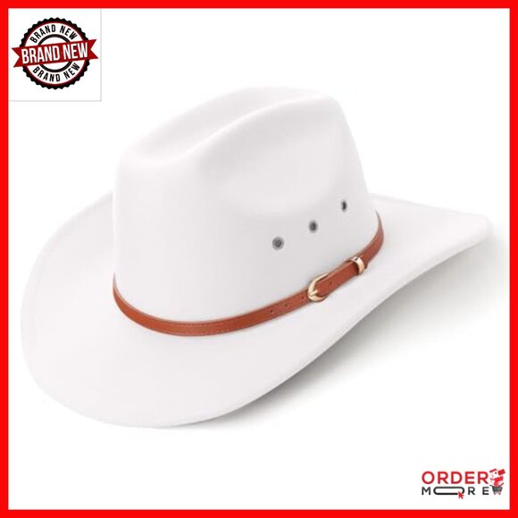 Western Cowboy Hat Unisex Felt Wide Brim Belt Buckle Retro Fedora main image 6